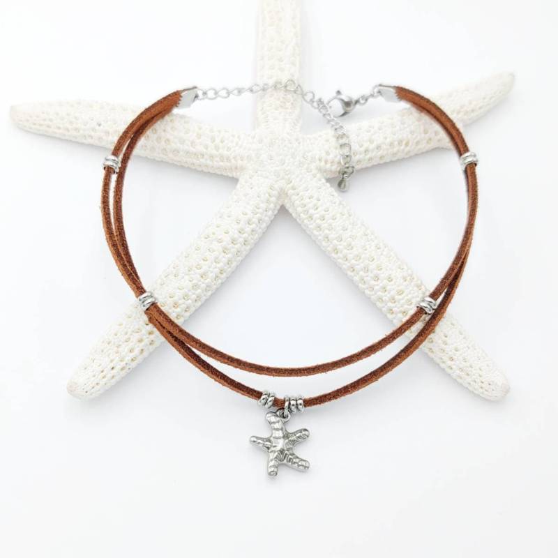 Seestern Fußkettchen Edelsteine Strand Boho Wildlederimitat Stacking Layering von SoulSabaiStore