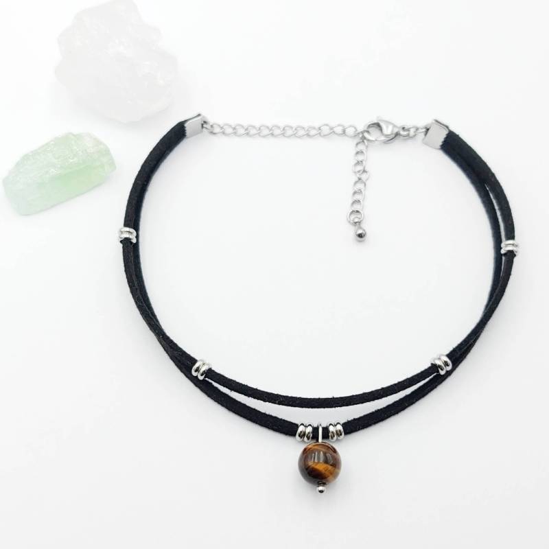 Tigerauge Kunstleder Fußkettchen Boho Layering Strand Schmuck von SoulSabaiStore