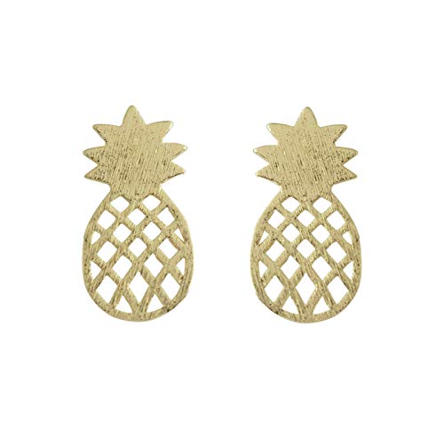 Goldene Ananas Ohrringe als tropischer Schmuck Ohrstecker in trendigen Pineapple Motiv, 18k vergoldet von Soulsisters