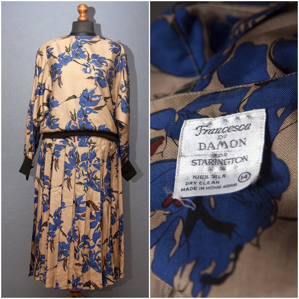 Vintage Seidenanzug - Tracht/Zweiteiliges Set Aus Seidenstoff Rock Mit Bluse Flowery Kostüm Größe L-xl Uk14 60Er Vintage Seidenanzug - Tracht/Zweiteiliges Set Aus Seidenstoff Rock Mit Bluse Flowery Kostüm Größe L-xl Uk14 60Er von SoulTrailVintage