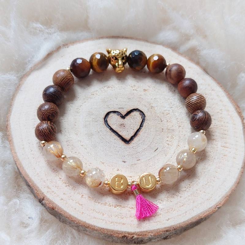 Be You | Selbstverwirklichung Sei Du Selbst Heilstein-Armband Rutilquarz Und Tigerauge Geschenk Freundin Tochter Mama Weihnachten von SoulWishStuff
