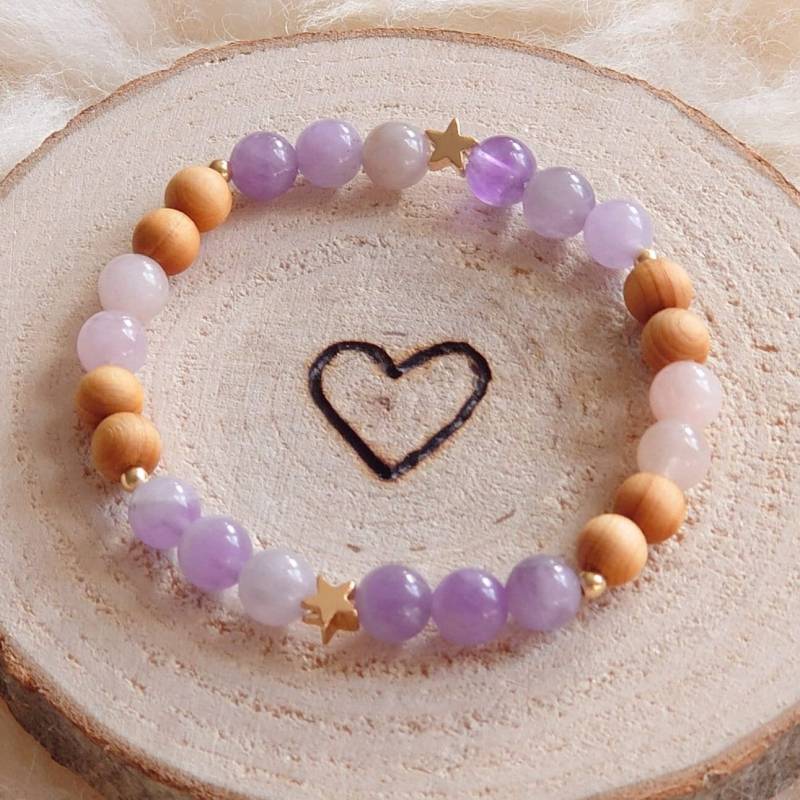 Gute Träume-Armband | Heilsteinarmband Für Kinder Schulkinder Traumstein Lavendeljade Guter Schlaf Nacht Geschenk Einschulung von SoulWishStuff
