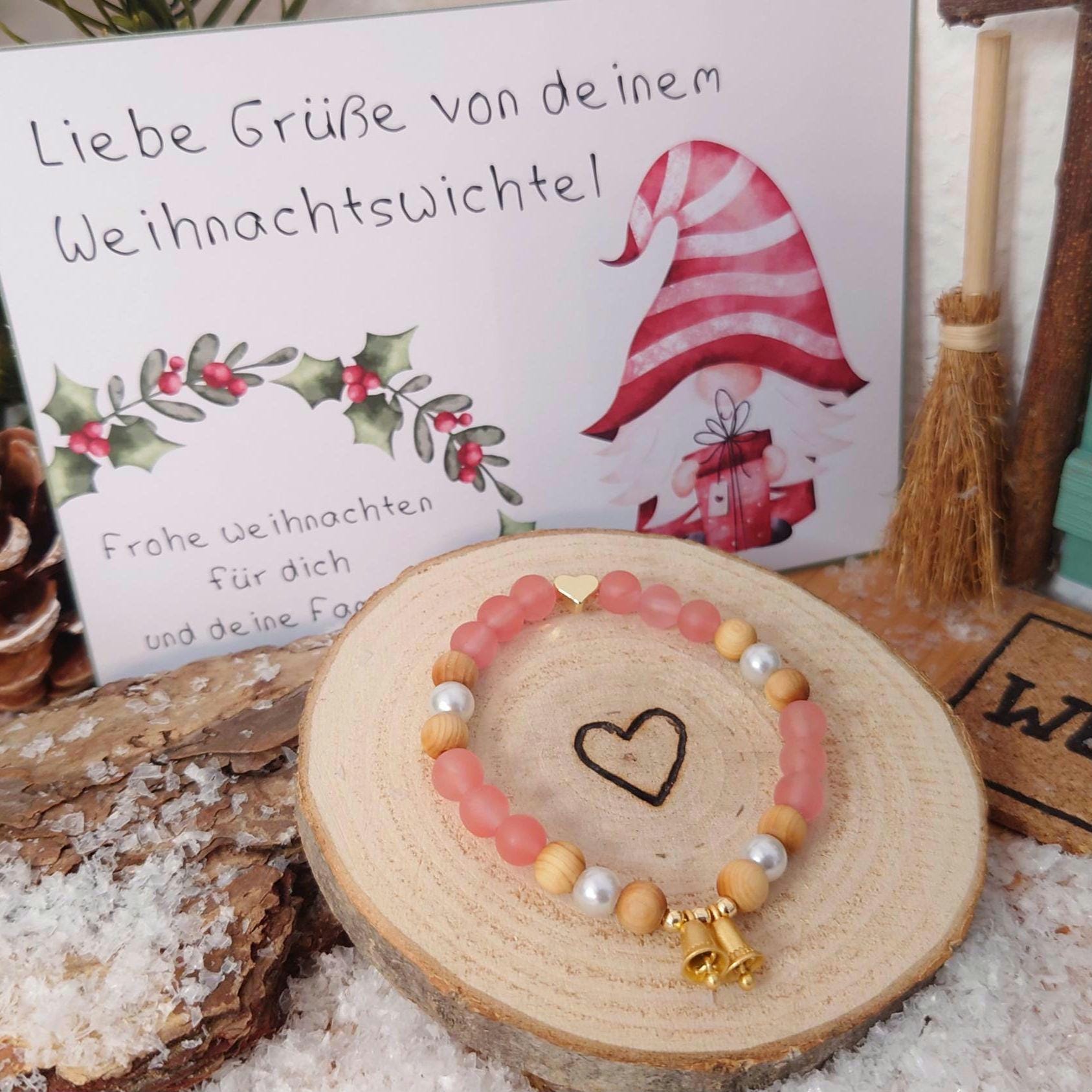 Weihnachts-Armband | Weihnachtswichtel Heilsteinarmband Mit Kirschquarz Für Mädchen Kinder Geschenk Vom Wichtel Karte Weihnachten von SoulWishStuff