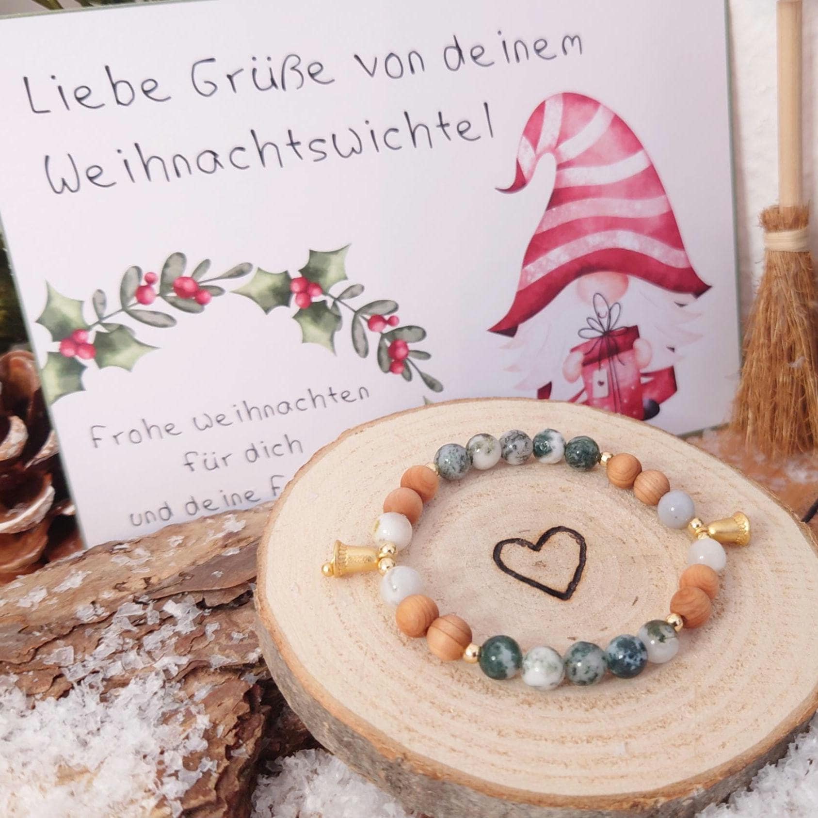 Weihnachts-Armband | Weihnachtswichtel Heilsteinarmband Mit Moosachat Für Jungs Kinder Geschenk Vom Wichtel Karte Weihnachten Weihnachts-Armband | Weihnachtswichtel Heilsteinarmband Mit Moosachat Für Jungs Kinder Geschenk Vom Wichtel Karte Weihnachten von SoulWishStuff