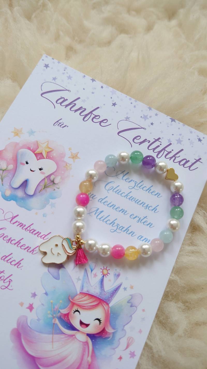 Zahnfee-Armband Heilsteinarmband Für Kinder | Geschenk Von Der Zahnfee Mit Zertifikat Und Perlen Wie Bei Conni von SoulWishStuff