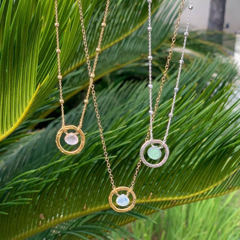 14Kt Gold Filled Gold Vermeil Sterling Silber Mondstein Eternity Kristall Halskette Rubin Labradorit Rosenquarz Lapis Onyx Schwarz von SoulaceJewelry