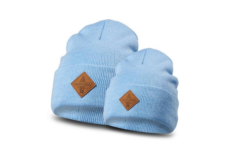 Soulbuddy Strickmütze 2er-Set Partnerlook Familie, Weihnachtsgeschenke, Geschenk Eltern (1x Eltern Beanie & 1x Kids Beanie, OEKO-TEX® Standard 100 zertifiziert) von Soulbuddy