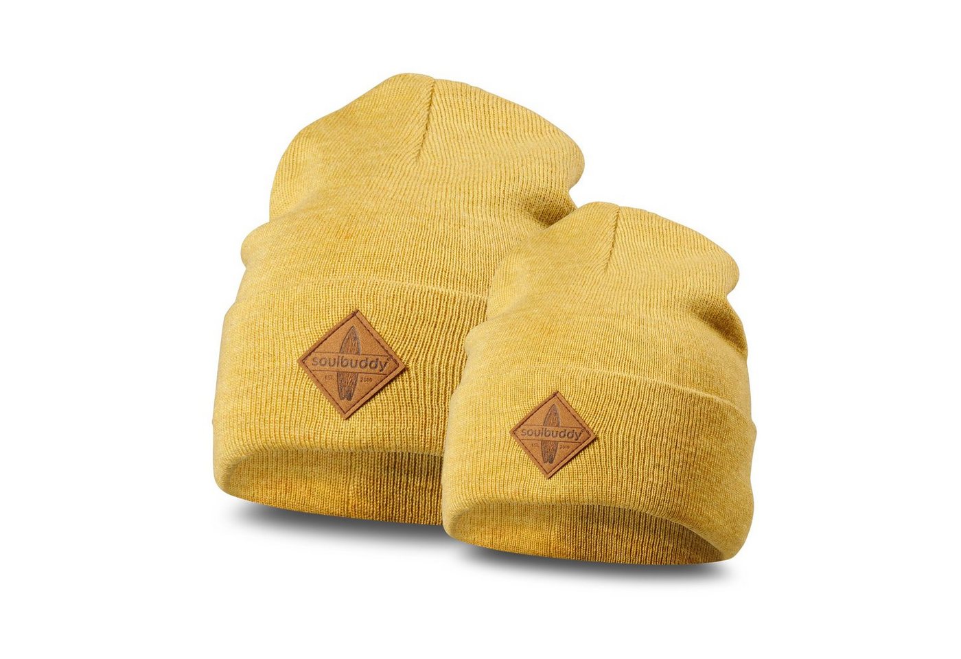 Soulbuddy Beanie 2er-Set Partnerlook Familie, Vatertag Geschenke, Geschenk Eltern (1x Adult Beanie & 1x Kids Beanie) OEKO-TEX® Standard 100 zertifiziert) von Soulbuddy