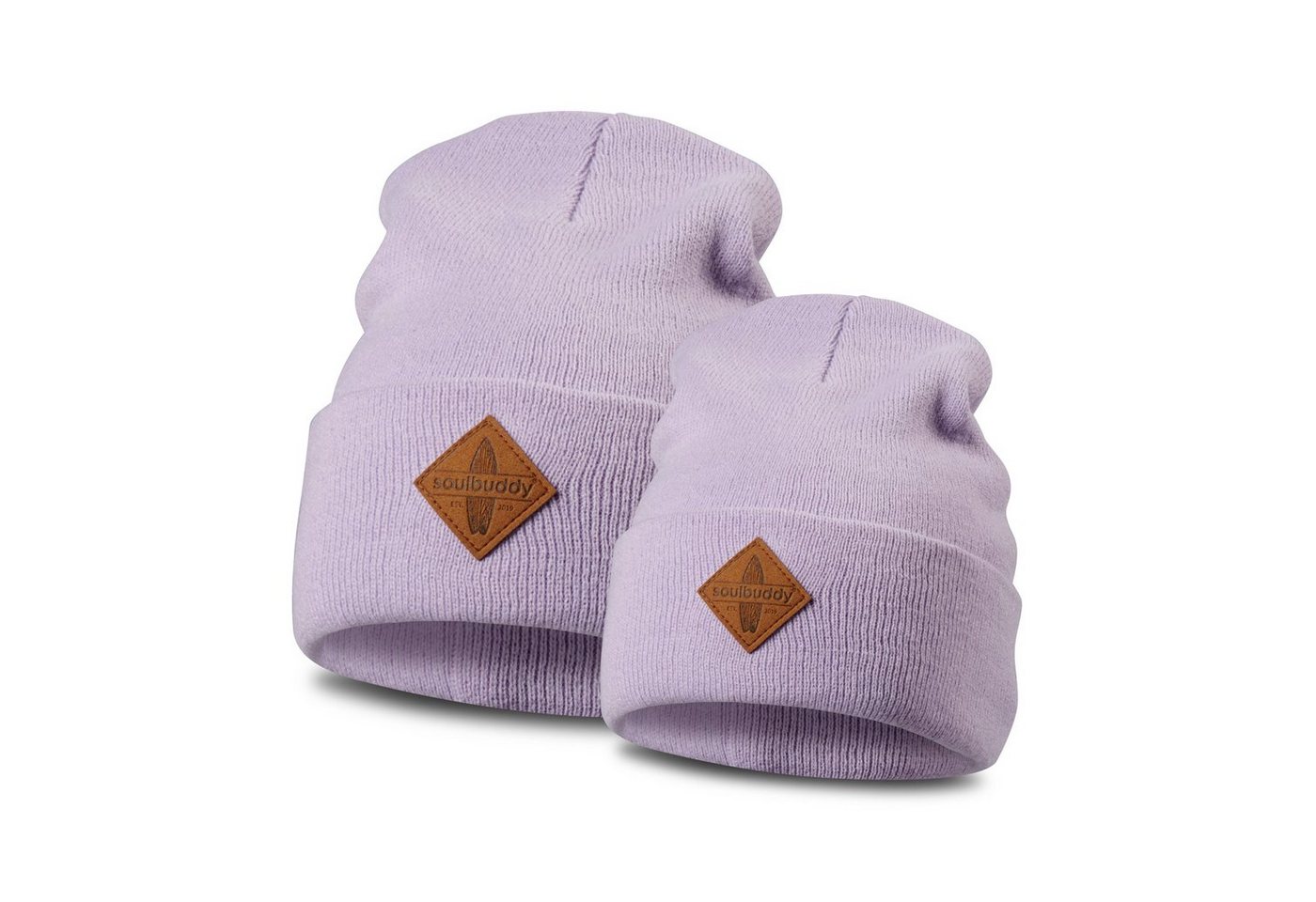 Soulbuddy Beanie 2er-Set Partnerlook Familie, Vatertag Geschenke, Geschenk Eltern (1x Adult Beanie & 1x Kids Beanie) OEKO-TEX® Standard 100 zertifiziert) von Soulbuddy