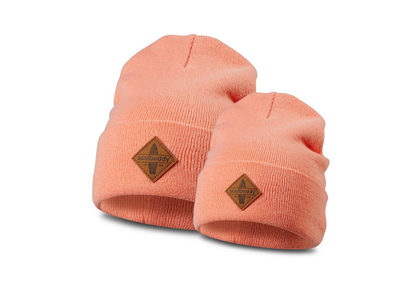 Soulbuddy Strickmütze 2er-Set Partnerlook Familie, Weihnachtsgeschenke, Geschenk Eltern (1x Eltern Beanie & 1x Kids Beanie, OEKO-TEX® Standard 100 zertifiziert) von Soulbuddy