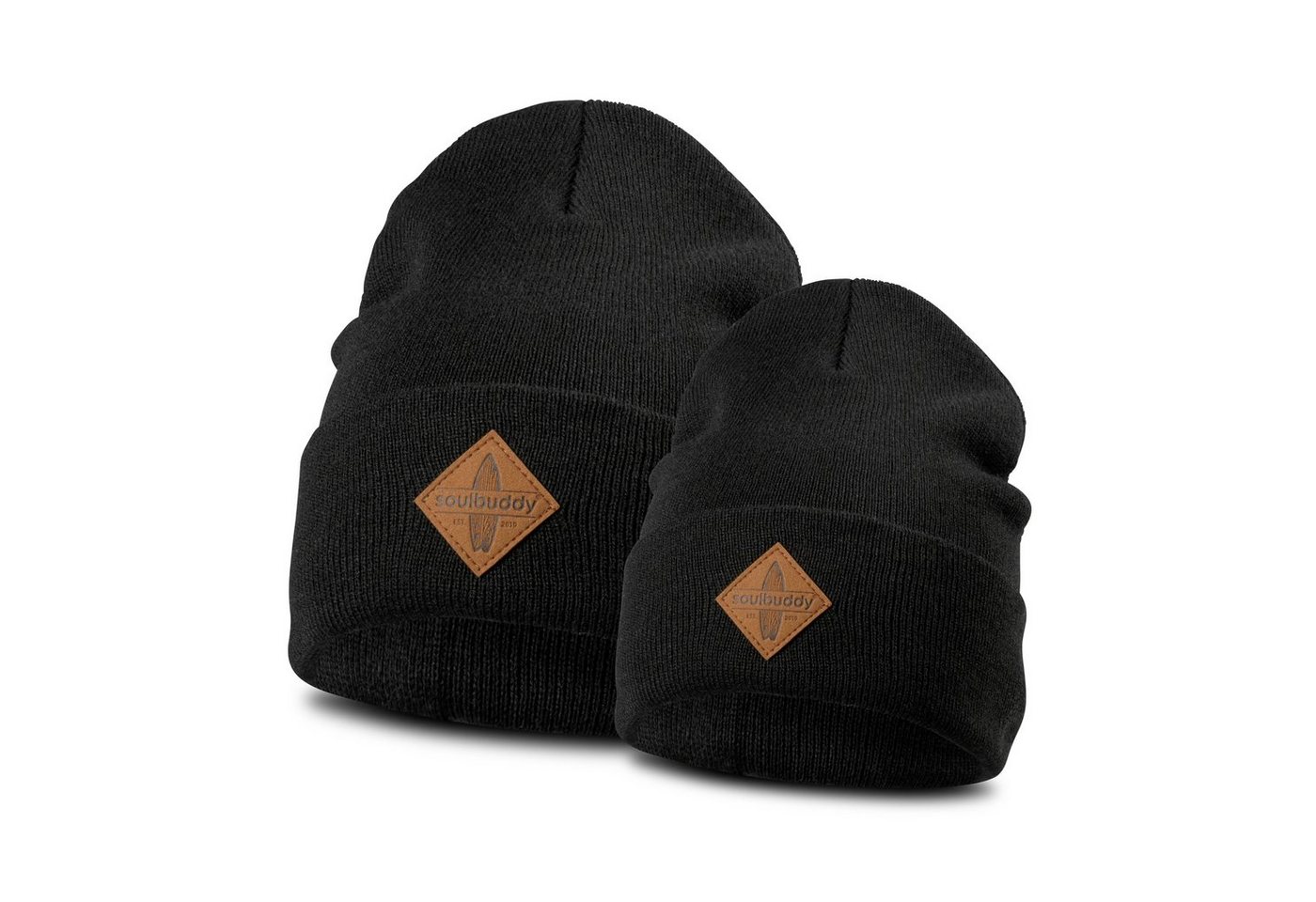 Soulbuddy Beanie 2er-Set Partnerlook Familie, Vatertag Geschenke, Geschenk Eltern (1x Adult Beanie & 1x Kids Beanie) OEKO-TEX® Standard 100 zertifiziert) von Soulbuddy