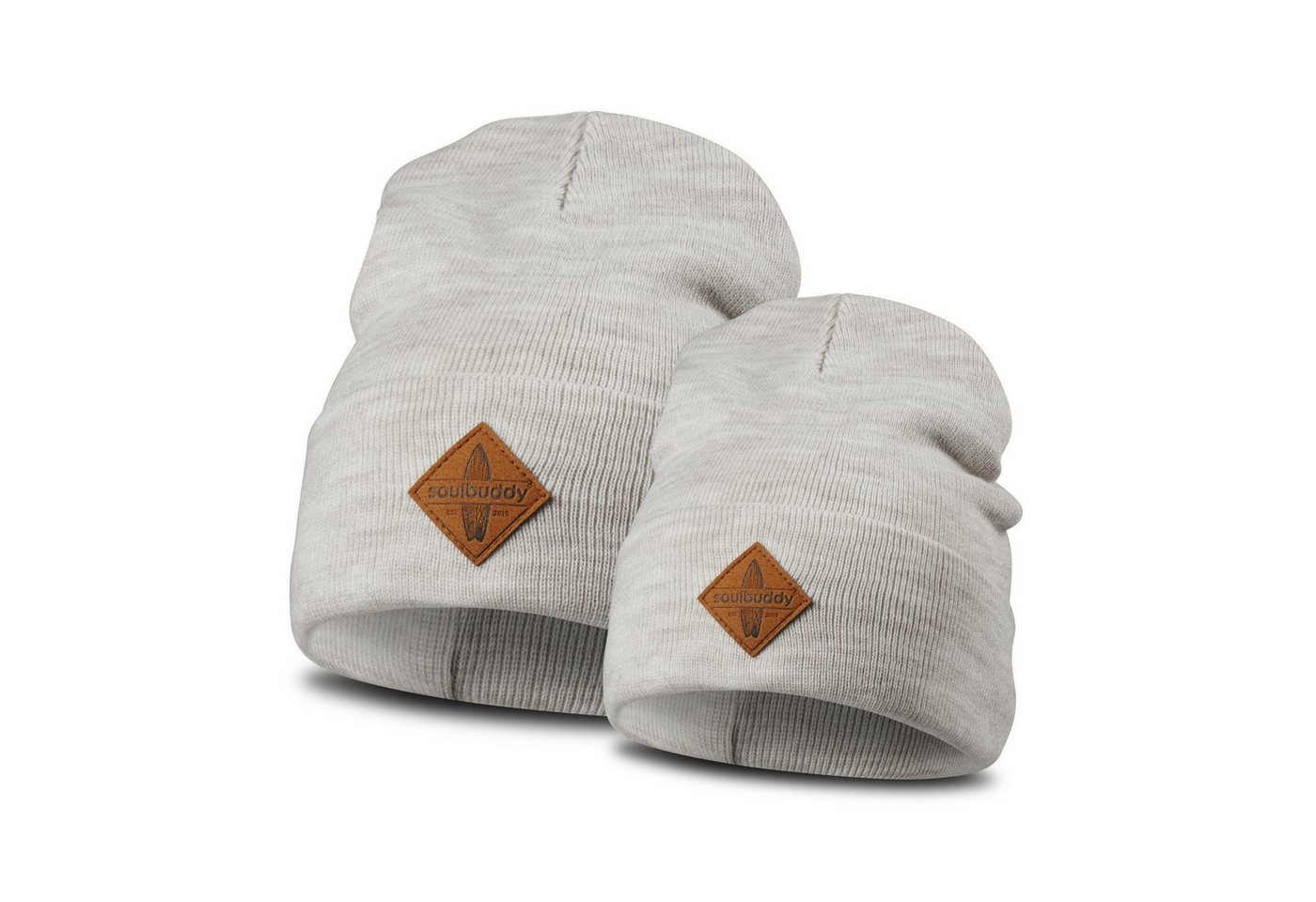 Soulbuddy Beanie 2er-Set Partnerlook Familie, Vatertag Geschenke, Geschenk Eltern (1x Adult Beanie & 1x Kids Beanie) OEKO-TEX® Standard 100 zertifiziert) von Soulbuddy