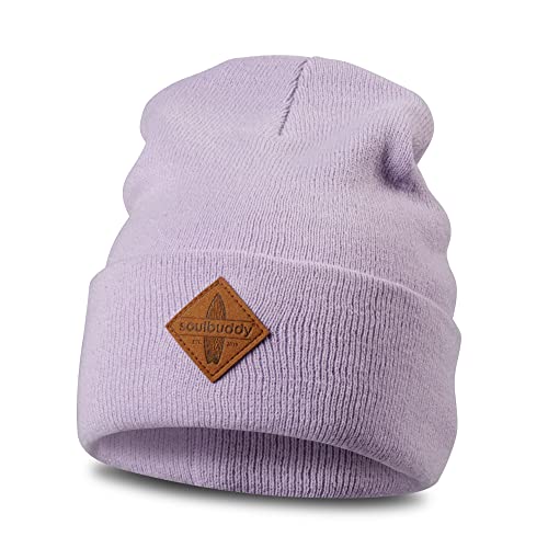 Soulbuddy Beanie Herren und Damen, stylische Wintermütze, Strickmütze Männer Frauen, Herrenmütze, Damenmütze, Skimütze, Fischermütze, One Size (54-62 cm), Lavendel von Soulbuddy