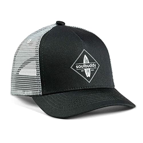 Soulbuddy Trucker Cap Kinder – Cappy Kinder Jungen Mädchen – Basecap Kinder – Snapback Cap Kinder – Mütze Kinder – Individuell verstellbar – 3 Größen verfügbar – Schwarz-Grau – Größe M von Soulbuddy