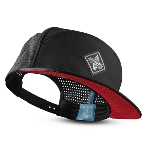 Soulbuddy Performance Cap Herren & Damen – Sportcap atmungsaktiv – Running Cappy – Basecap Männer – Baseball Kappe – Sportkappe – Ultra-Leicht – Wasserabweisend – One Size – Unisex – Black Red von Soulbuddy