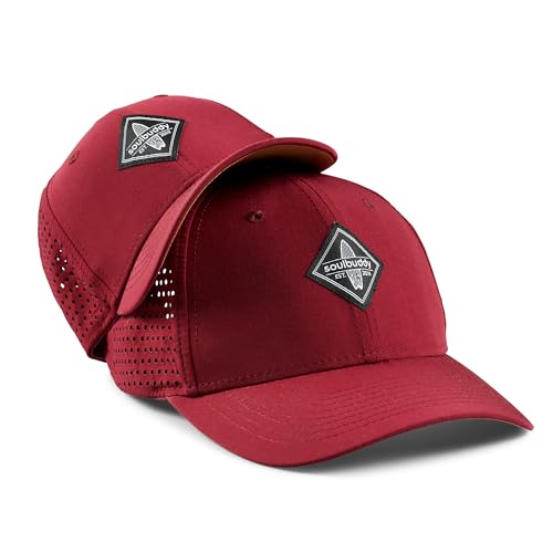 Soulbuddy Snapback Cap Sports Cap – 2er-Set Familien Outfit Set – Cap Herren Cap Damen Cap Kinder – Atmungsaktiv – Schnelltrocknend – Bordeaux Red – One Size und Kids M von Soulbuddy