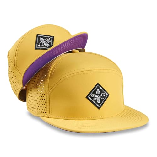 Soulbuddy Performance Cap Herren – 2er-Set Familien Outfit Set – Geschenk für Papa – Muttertagsgeschenk – Geschenke für Männer – Papa Geschenk – Yellow-Purple – 1x One Size und 1x Kids Cap in L von Soulbuddy