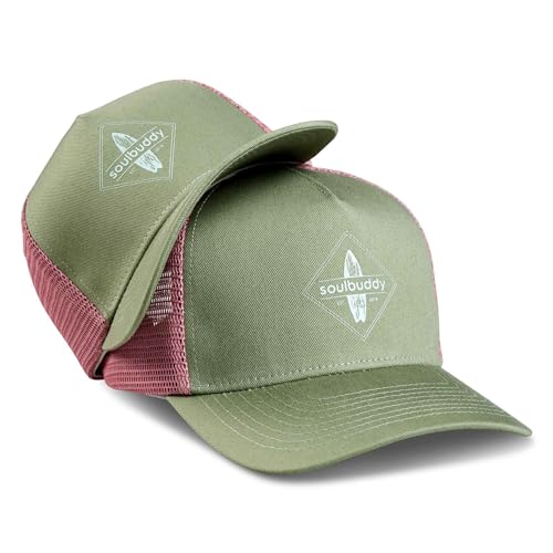 Soulbuddy Trucker Cap Herren Trucker Cap Kinder – 2er-Set Familien Outfit Set – Geschenk Vatertag – Vatertagsgeschenk – Vater Sohn Partnerlook – Green Rose – One Size und Kids M von Soulbuddy