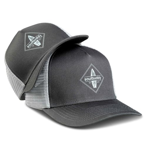 Soulbuddy Trucker Cap Herren Trucker Cap Kinder – 2er-Set Familien Outfit Set – Geschenk Vatertag – Vatertagsgeschenk – Vater Sohn Partnerlook – Light Grey – One Size und Kids L von Soulbuddy