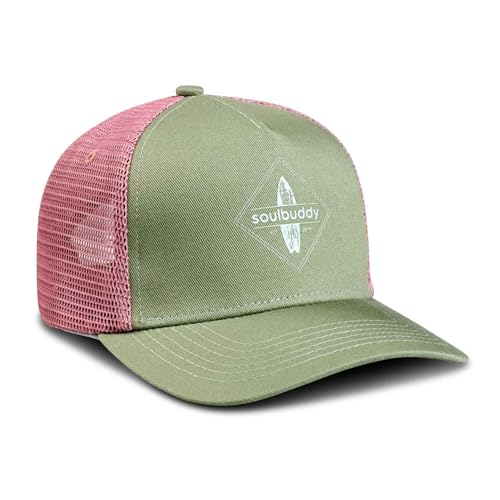 Soulbuddy Trucker Cap Kinder – Unisex Kinderkappe – Schirmmütze für Jungen & Mädchen – Trendiger Sonnenhut für Outdoor & Freizeit – Green Rose – Größe M von Soulbuddy