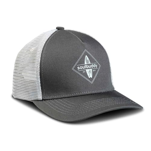 Soulbuddy Trucker Cap Kinder – Unisex Kinderkappe – Schirmmütze für Jungen & Mädchen – Trendiger Sonnenhut für Outdoor & Freizeit – Light Grey – Größe L von Soulbuddy