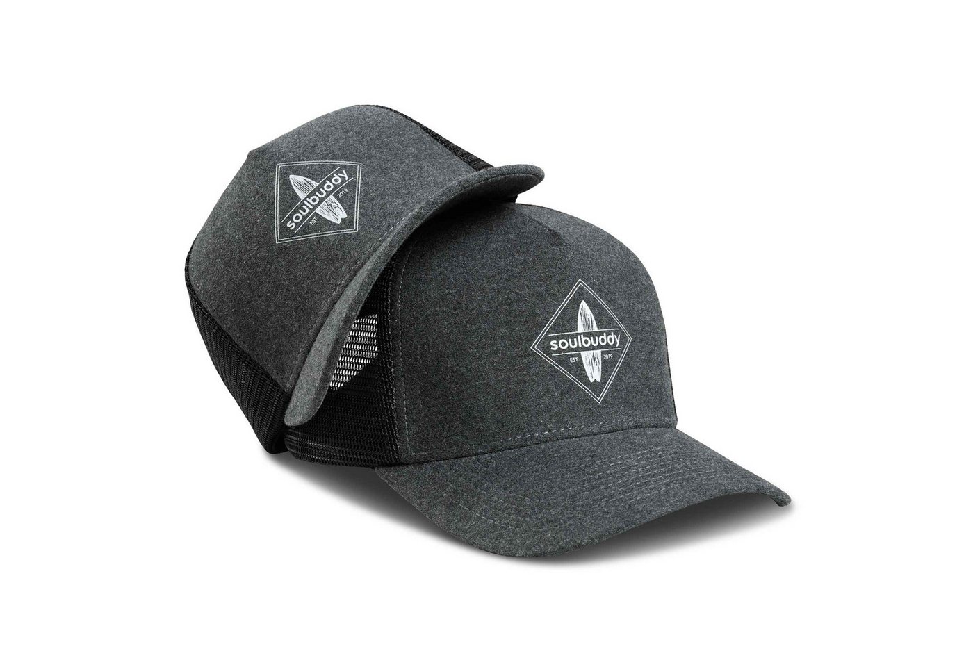 Soulbuddy Trucker Cap Partnerlook 2er-Set, Mini Me Set, Geschenk für Eltern (Set = 1x Eltern Trucker Cap + 1x Kinder Trucker Cap, Größenverstellbar) von Soulbuddy