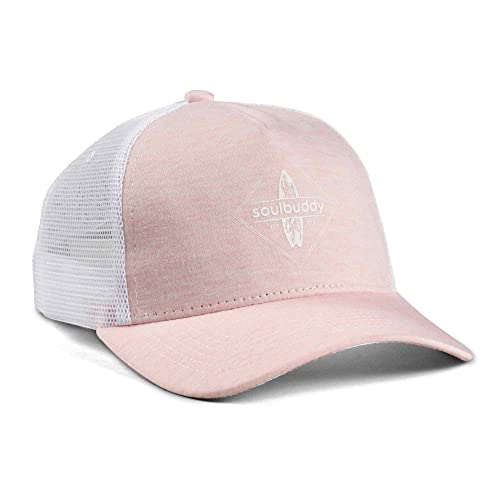 Soulbuddy Trucker Cap Kinder – Cappy Kinder Jungen Mädchen – Basecap Kinder – Snapback Cap Kinder – Mütze Kinder – Individuell verstellbar – 3 Größen verfügbar – Rosa-Weiß – Größe M von Soulbuddy