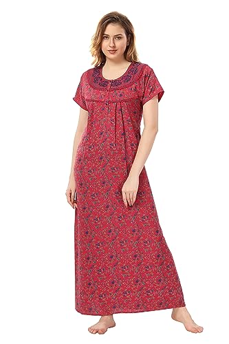 Soulemo Damen Blended Printed Maxi Nighty, rubinrot, XXL - BUST 52 von Soulemo