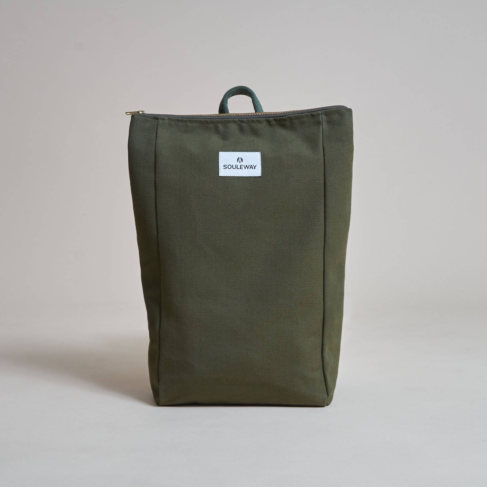 SOULEWAY - Simple Backpack L, Rucksack, 15 Liter Volumen, Laptopfach 13 Zoll, Made in Germany, Handgepäck, vegan, wasserabweisend, Dark Olive von Souleway
