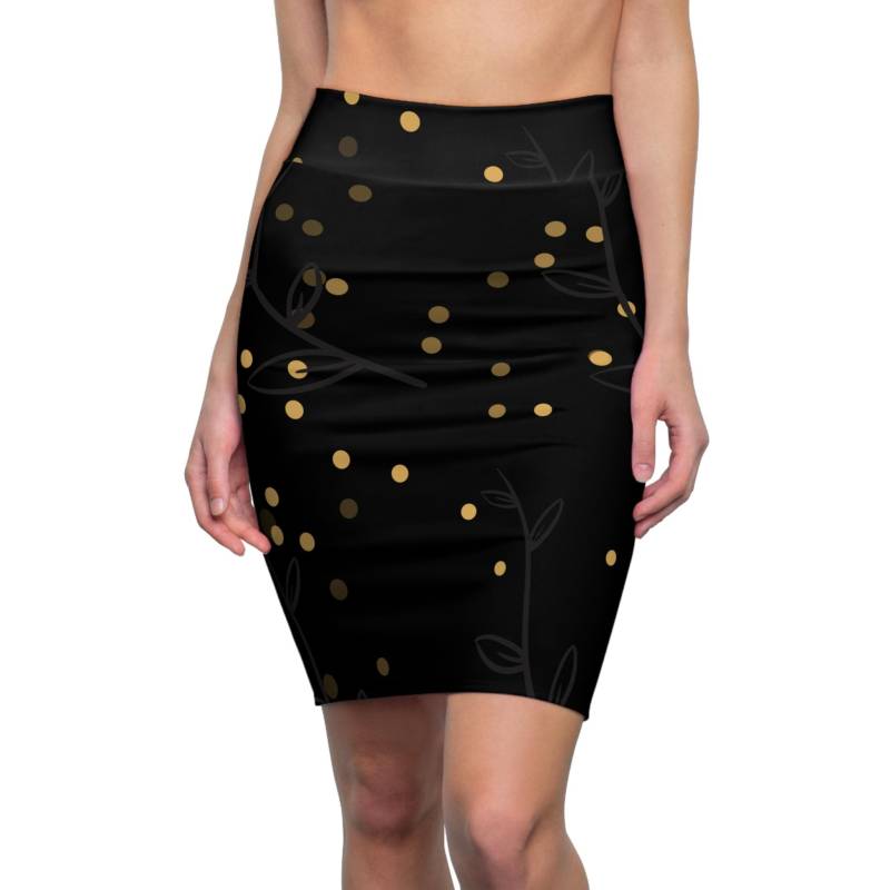 Elegant Black Gold Pencil Skirt Chic Office Wear Date Night Outfit Women S Fashion Holiday Party Stylish Work Attire von Soulfreeme