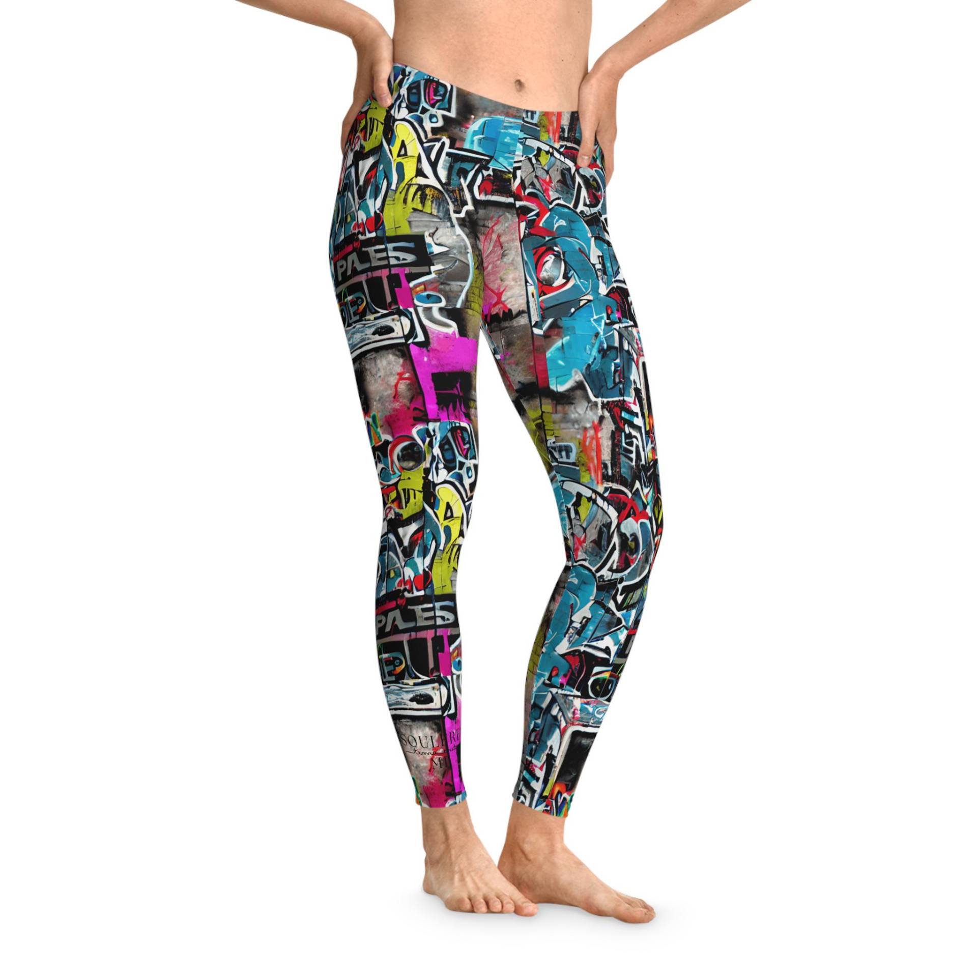Vibrant Stretchy Leggings, Colorful Workout Pants, Yoga Casual Wear, Street Style Fashion, Unique Gift Idea von Soulfreeme