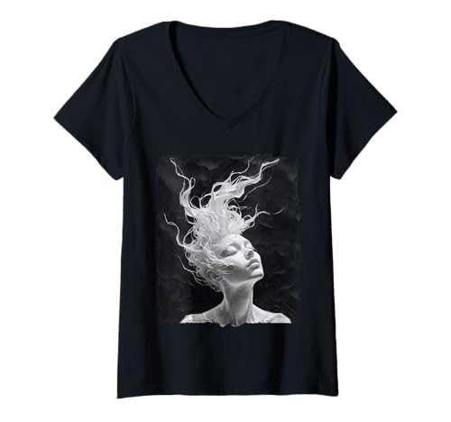Damen Bleistift Art Ätherisch Abstrakt Soulful Mystical Chill Zen Vibe T-Shirt mit V-Ausschnitt Damen Bleistift Art Ätherisch Abstrakt Soulful Mystical Chill Zen Vibe T-Shirt mit V-Ausschnitt von Soulful Zen