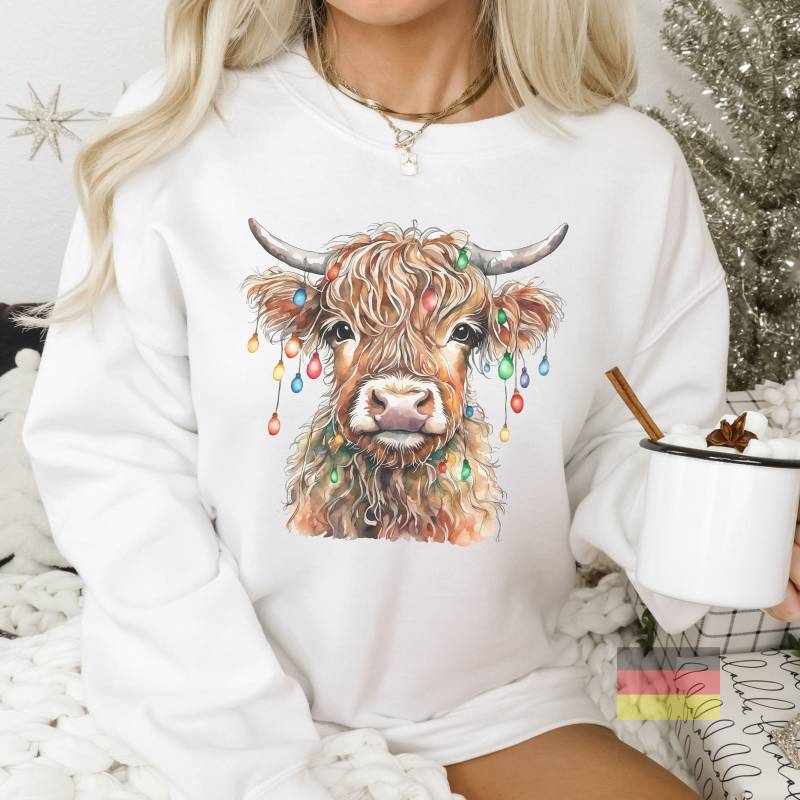 Highland Cow Weihnachts Sweatshirt Party Cattle Shirt Cute Sweater Scottish Tshirt Farm Lover Cowgirl Hoodie 3xl von SoulgoodiesDesigns
