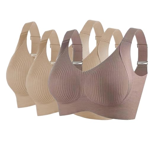 Soulolo 3er Pack BH Damen ohne Bügel Push Up Bra Nahtloser Bügelloser Vollschalen Bequem Starker Halt Wohlfühl-BH Büstenhalter Verstellbar von Soulolo