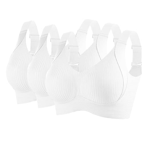 Soulolo 3er Pack BH Damen ohne Bügel Push Up Bra Nahtloser Bügelloser Vollschalen Bequem Starker Halt Wohlfühl-BH Büstenhalter Verstellbar von Soulolo