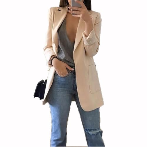 Soulolo Blazer Damen Elegant Damenjacke Longblazer Business Lang Jacke Slim Jacke Mantel Damen Cardigan Anzüge Bedruckter Anzug von Soulolo