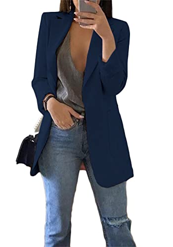 Soulolo Blazer Damen Elegant Damenjacke Longblazer Business Lang Jacke Slim Jacke Mantel Damen Cardigan Anzüge Bedruckter Anzug von Soulolo