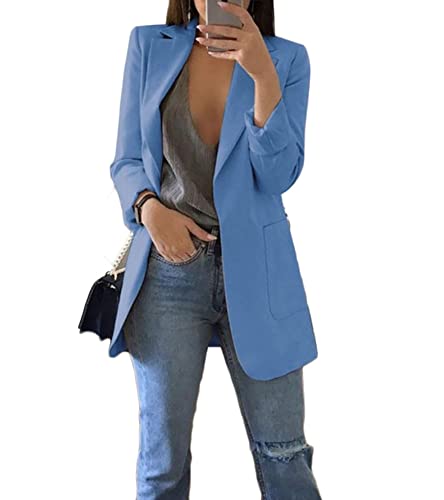 Soulolo Blazer Damen Elegant Damenjacke Longblazer Business Lang Jacke Slim Jacke Mantel Damen Cardigan Anzüge Bedruckter Anzug von Soulolo