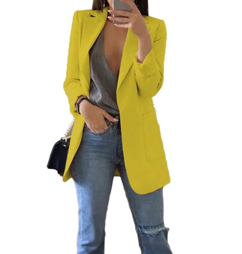 Soulolo Blazer Damen Elegant Damenjacke Longblazer Business Lang Jacke Slim Jacke Mantel Damen Cardigan Anzüge Bedruckter Anzug von Soulolo
