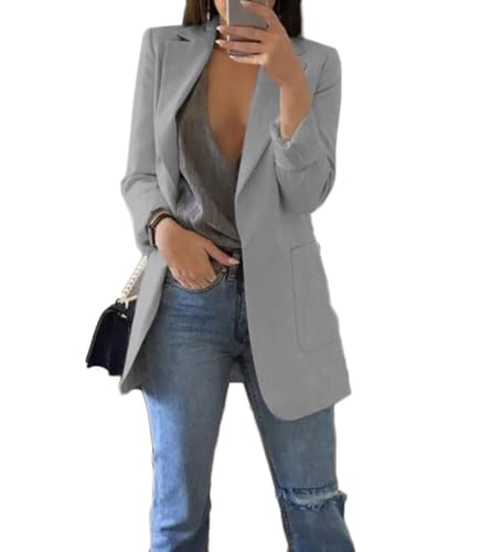Soulolo Blazer Damen Elegant Damenjacke Longblazer Business Lang Jacke Slim Jacke Mantel Damen Cardigan Anzüge Bedruckter Anzug von Soulolo