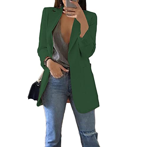 Soulolo Blazer Damen Elegant Damenjacke Longblazer Business Lang Jacke Slim Jacke Mantel Damen Cardigan Anzüge Bedruckter Anzug von Soulolo