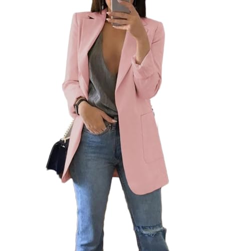 Soulolo Blazer Damen Elegant Damenjacke Longblazer Business Lang Jacke Slim Jacke Mantel Damen Cardigan Anzüge Bedruckter Anzug von Soulolo