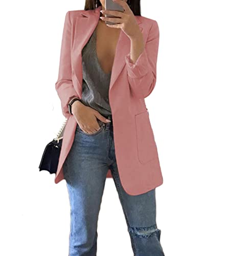 Soulolo Blazer Damen Elegant Damenjacke Longblazer Business Lang Jacke Slim Jacke Mantel Damen Cardigan Anzüge Bedruckter Anzug von Soulolo