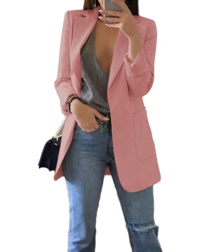 Soulolo Blazer Damen Elegant Damenjacke Longblazer Business Lang Jacke Slim Jacke Mantel Damen Cardigan Anzüge Bedruckter Anzug von Soulolo