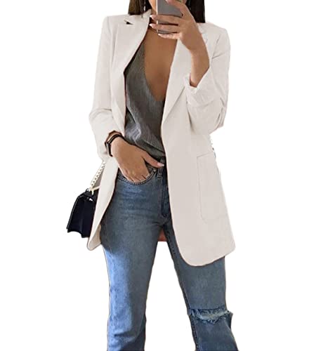 Soulolo Blazer Damen Elegant Damenjacke Longblazer Business Lang Jacke Slim Jacke Mantel Damen Cardigan Anzüge Bedruckter Anzug von Soulolo