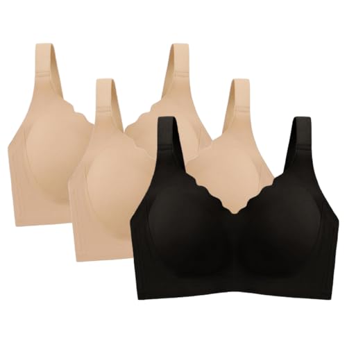 Soulolo Bügelloser BH Damen Ohne Bügel Push up BH Unterwäsche Weiche und Bequeme Nahtlose BHS Soft Bra Verschlankung großer Brüste Unterhemd von Soulolo