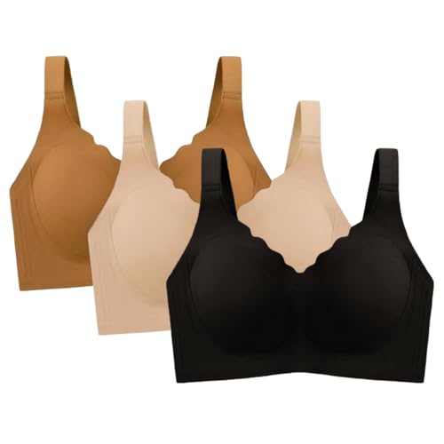 Soulolo Bügelloser BH Damen Ohne Bügel Push up BH Unterwäsche Weiche und Bequeme Nahtlose BHS Soft Bra Verschlankung großer Brüste Unterhemd von Soulolo