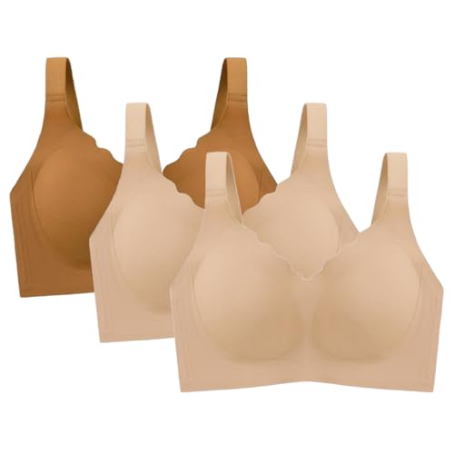 Soulolo Bügelloser BH Damen Ohne Bügel Push up BH Unterwäsche Weiche und Bequeme Nahtlose BHS Soft Bra Verschlankung großer Brüste Unterhemd von Soulolo