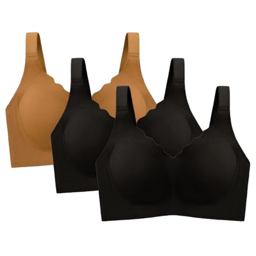 Soulolo Bügelloser BH Damen Ohne Bügel Push up BH Unterwäsche Weiche und Bequeme Nahtlose BHS Soft Bra Verschlankung großer Brüste Unterhemd von Soulolo