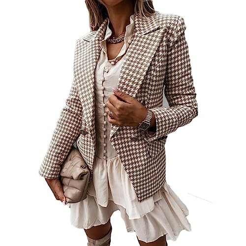 Soulolo Damen Blazer Cardigan Female Freizeit Business Jacke Elegant Blazer Lang Anzugjacke Casual Basic Blazer Blazer für Damen Businessjacke Mantel Coat von Soulolo